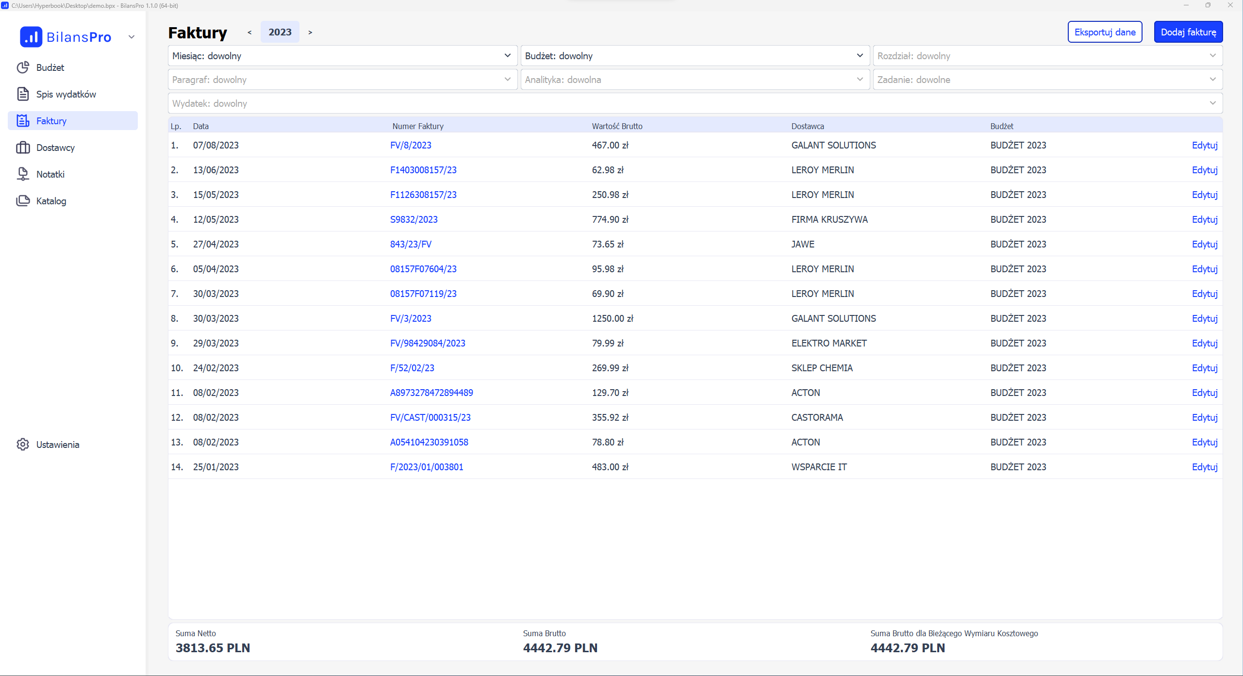 Zarządzanie fakturami